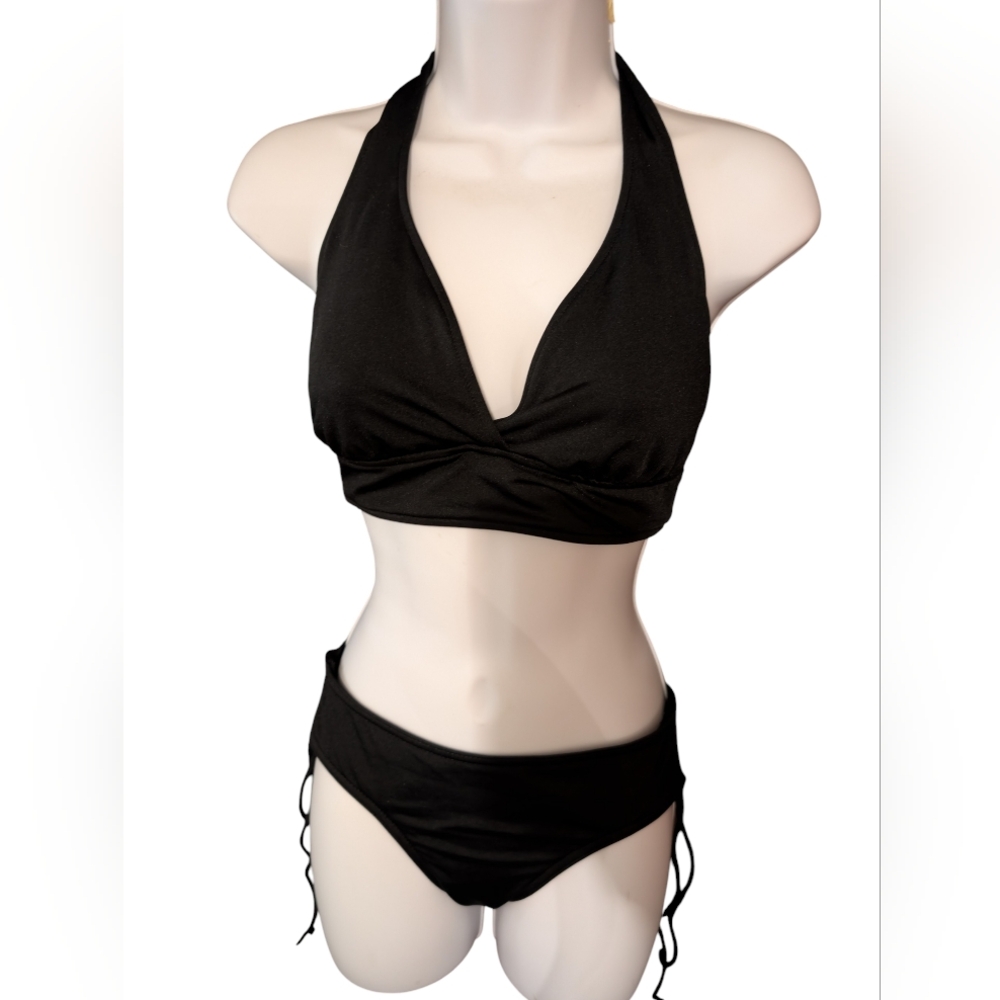 Merona black two-piece halter top bikini Swimsuit